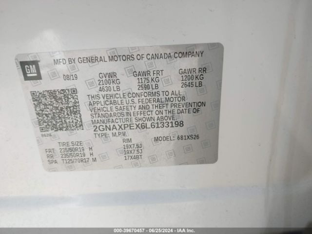 2GNAXPEX6L6133198 Chevrolet Equinox Fwd Premier 2.0l Turbo