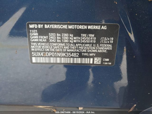 5UX43DP01N9K35482 BMW X3 Sdrive30i