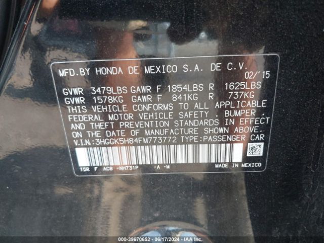 3HGGK5H84FM773772 Honda Fit Ex/ex-l