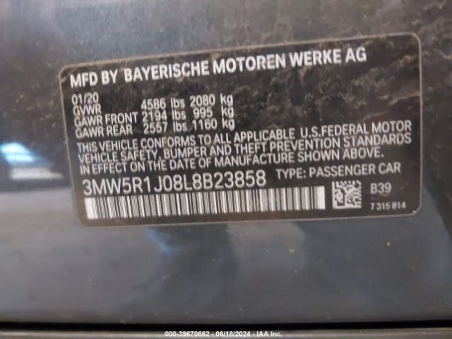 3MW5R1J08L8B23858 BMW 330I
