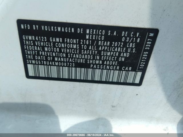3VWG57BU4KM008723 Volkswagen Jetta 1.4t Sel Premium