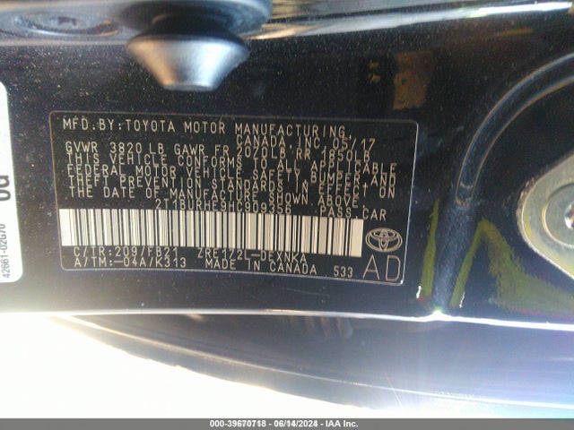 Toyota COROLLA LE 2017 2T1BURHE9HC909356 Image 9