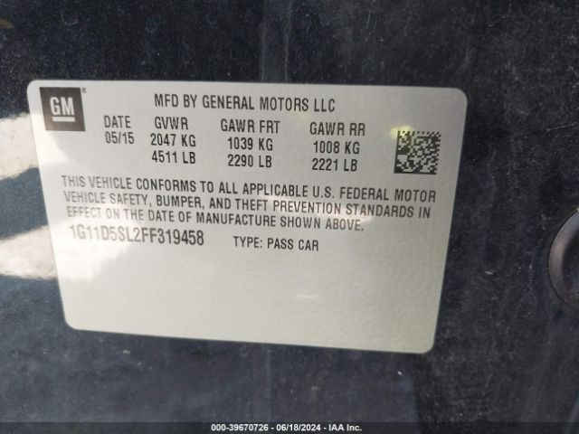 1G11D5SL2FF319458 Chevrolet MALIBU 2LT