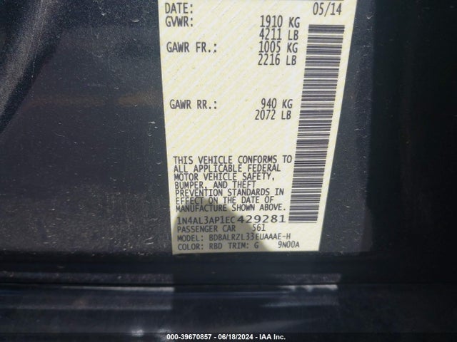 Nissan Altima 2.5 S 2014 1N4AL3AP1EC429281 Image 9