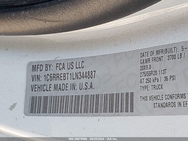2020 RAM 1500 1C6RREBT1LN344887 Photo 8