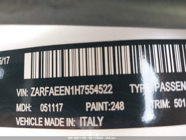 ZARFAEEN1H7554522 Alfa Romeo Giulia Ti Awd