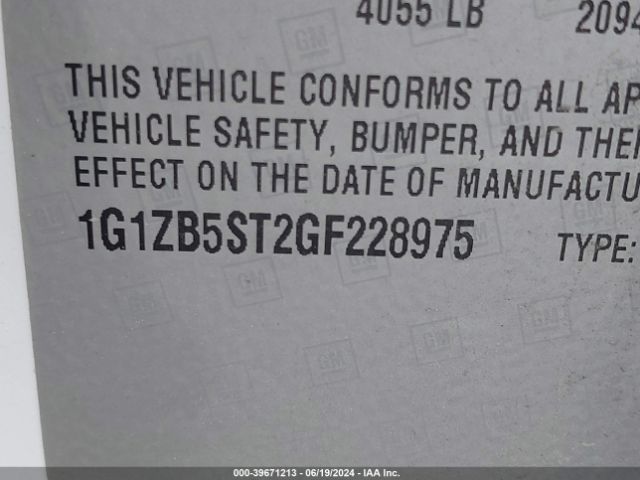 1G1ZB5ST2GF228975 Chevrolet MALIBU LS