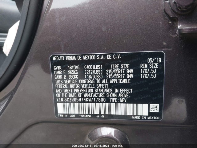 Honda r18z9 2019 3CZRU5H74KM717800 Image 29