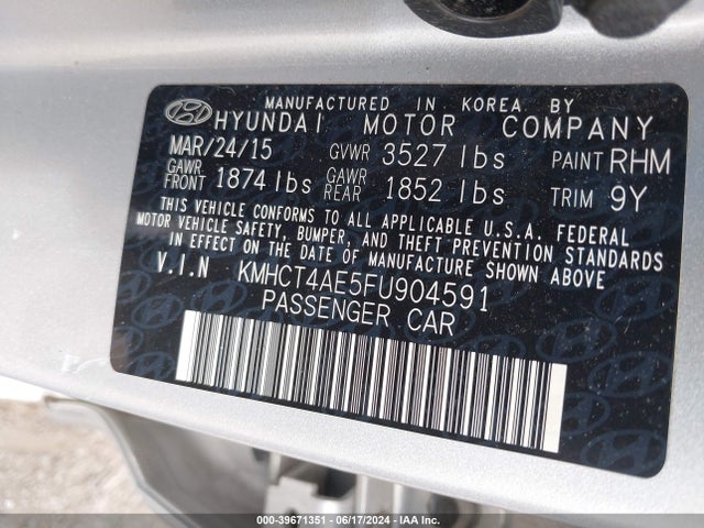 Hyundai ACCENT GLS 2015 KMHCT4AE5FU904591 Image 9
