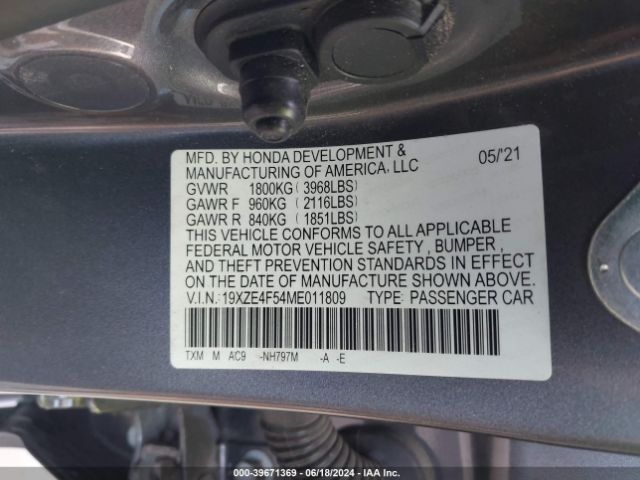 19XZE4F54ME011809 Honda INSIGHT EX