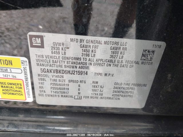 5GAKVBKD6HJ215914 Buick Enclave Leather