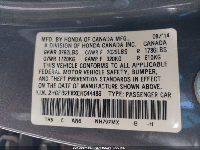 2HGFB2F8XEH544488 Honda CIVIC EX