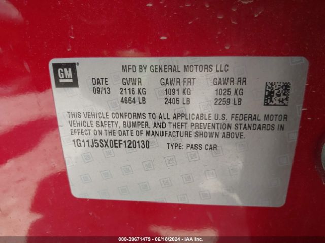 Chevrolet Malibu 2lz 2014 1G11J5SX0EF120130 Image 9