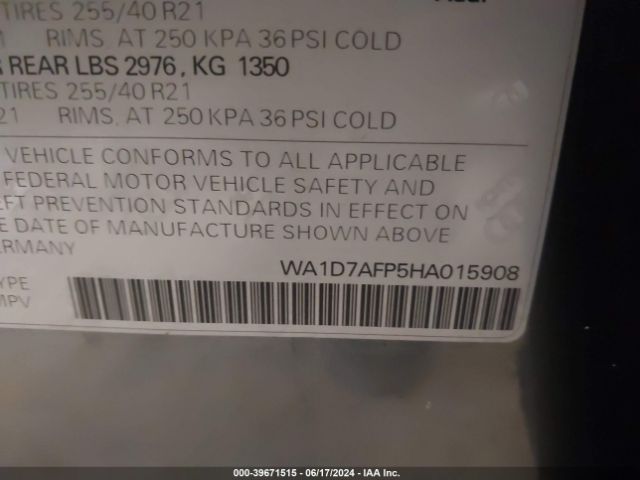 WA1D7AFP5HA015908 Audi Q5 3.0t Premium Plus