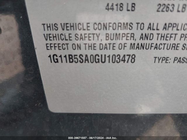 1G11B5SA0GU103478 Chevrolet Malibu Limited Ls