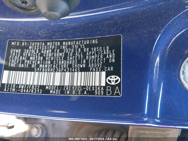 Toyota Corolla S Plus 2016 5YFBURHE3GP431465 Image 9