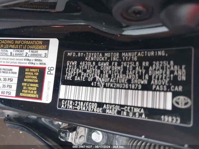 Toyota CAMRY LE 2017 4T1BF1FK2HU361879 Image 9