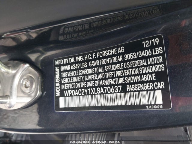 2020 PORSCHE TAYCAN WP0AC2Y1XLSA70637 Photo 8