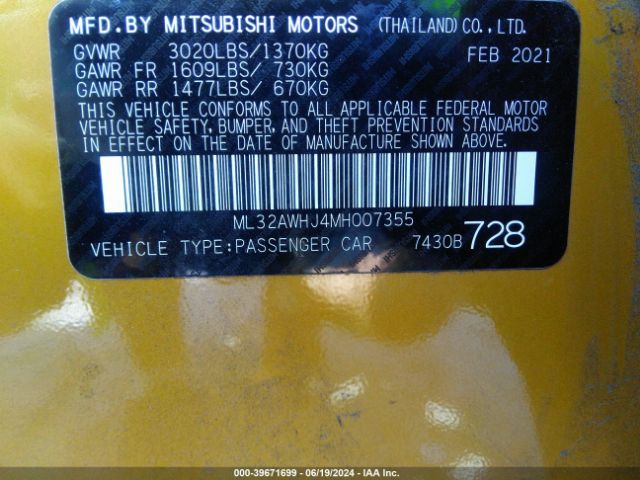 ML32AWHJ4MH007355 Mitsubishi MIRAGE SE