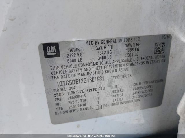 1GTG5DE12G1301981 GMC CANYON SLT