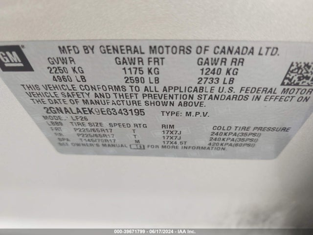 Chevrolet EQUINOX LS 2014 2GNALAEK9E6343195 Image 9
