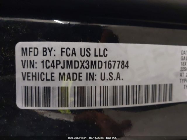 1C4PJMDX3MD167784 Jeep Cherokee Limited 4x4
