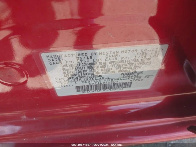 Nissan Versa 1.6 Sv 2015 3N1CN7AP0FL935245 Image 9