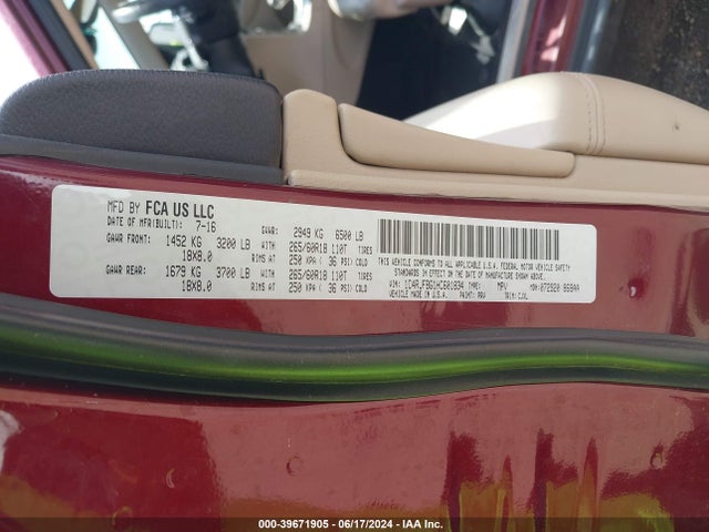 1C4RJFBG1HC601834 Jeep Grand Cherokee Limited 4x4
