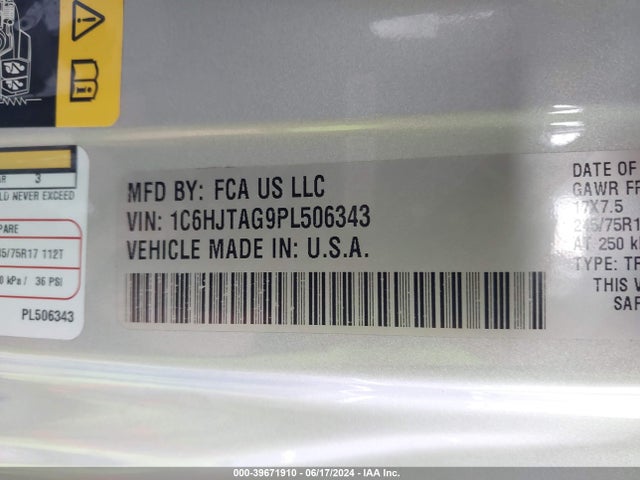 Jeep Gladiator Sport 4x4 2023 1C6HJTAG9PL506343 Image 9