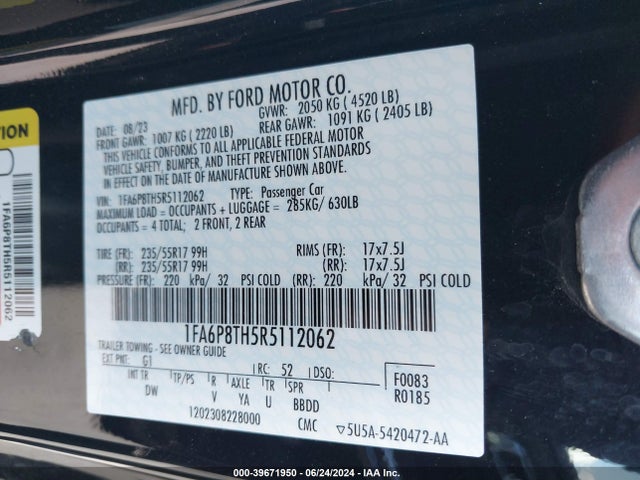 Ford Mustang Ecoboost Fastback 2024 1FA6P8TH5R5112062 Image 9