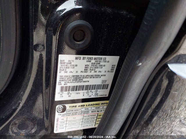 Ford Expedition King Ranch 2015 1FMJU1JTXFEF36579 Image 9