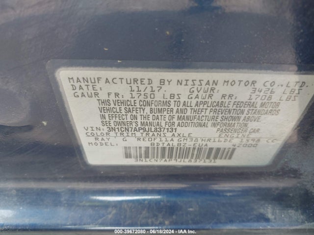 Nissan Versa 1.6 Sv 2018 3N1CN7AP9JL837131 Image 9