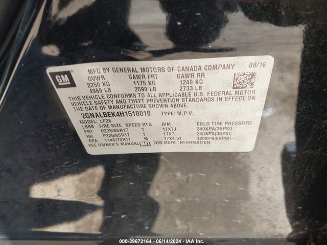 Chevrolet EQUINOX LS 2017 2GNALBEK4H1518010 Image 9
