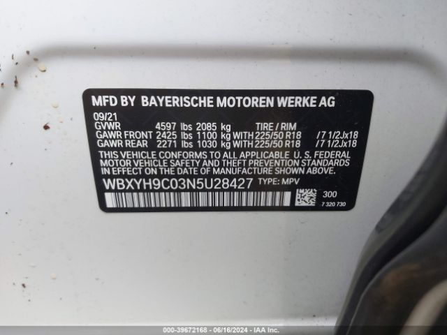 WBXYH9C03N5U28427 BMW X2 Sdrive28i