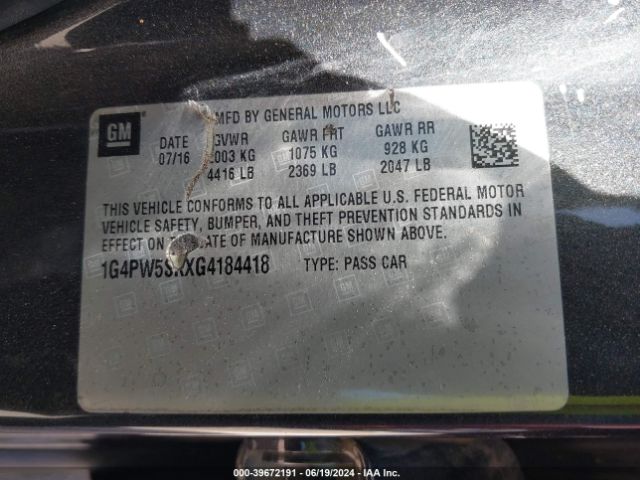 1G4PW5SKXG4184418 Buick Verano Sport Touring Group