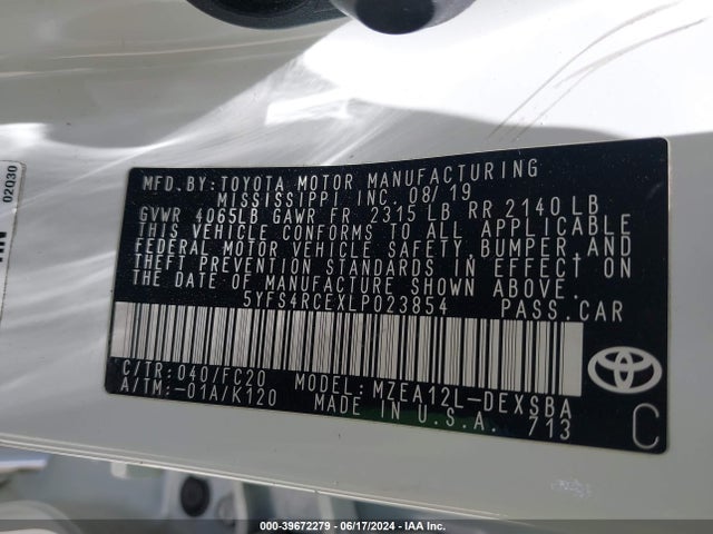 Toyota COROLLA SE 2020 5YFS4RCEXLP023854 Image 9