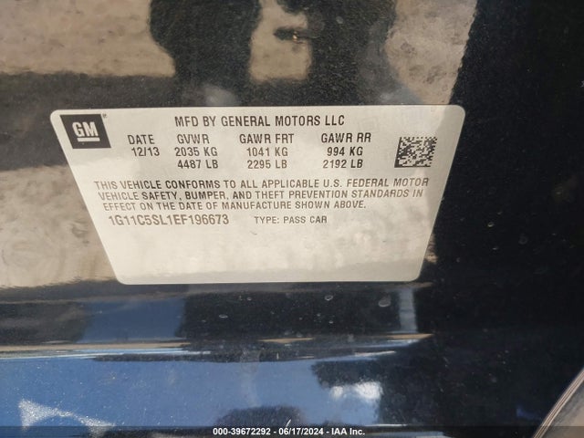 Chevrolet MALIBU 1LT 2014 1G11C5SL1EF196673 Image 9