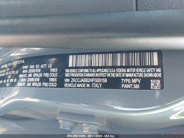 ZACCJABB2HPG50159 Jeep Renegade Altitude Fwd