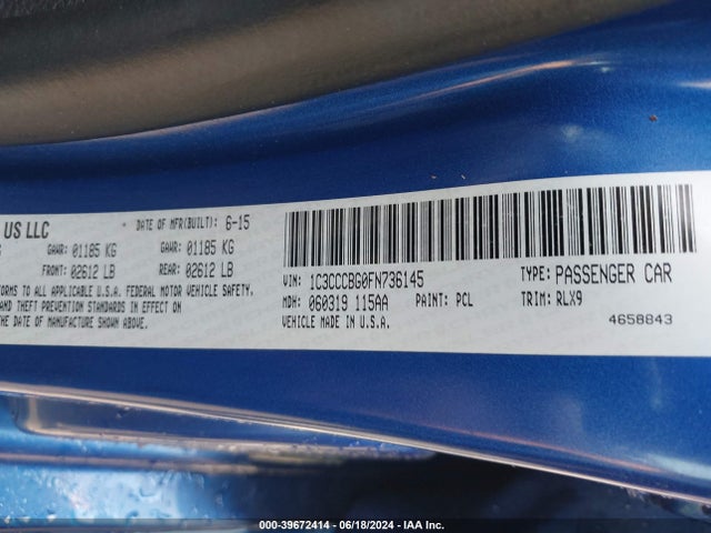 1C3CCCBG0FN736145 Chrysler 200 S