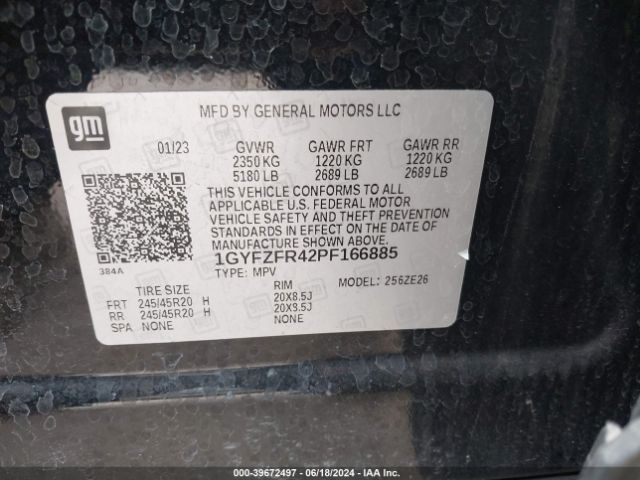 1GYFZFR42PF166885 Cadillac Xt4 Awd Sport