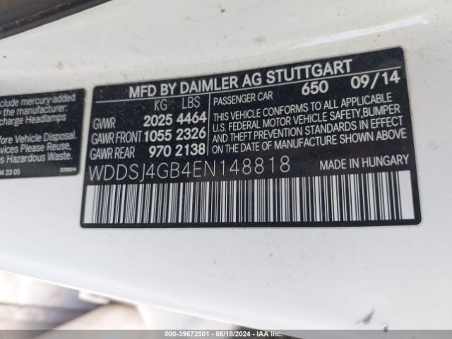 WDDSJ4GB4EN148818 Mercedes-Benz CLA 250 4MATIC