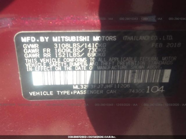 2018 MITSUBISHI MIRAGE G4 ML32F3FJ7JHF11206 Photo 8