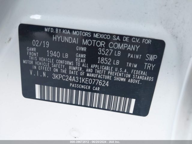 3KPC24A31KE077624 Hyundai ACCENT SE