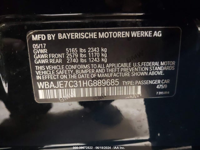 WBAJE7C31HG889685 BMW 540i Xdrive