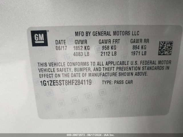 1G1ZE5ST8HF284119 Chevrolet MALIBU 1LT