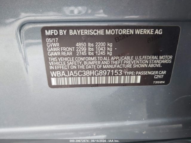 WBAJA5C38HG897153 BMW 530I
