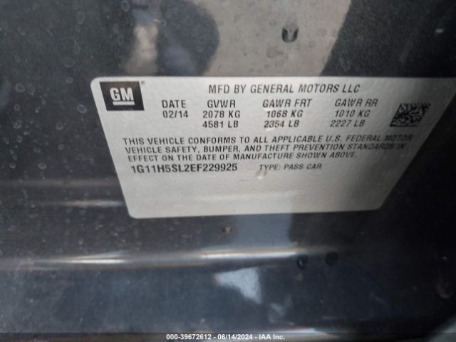 1G11H5SL2EF229925 Chevrolet Malibu 1lz
