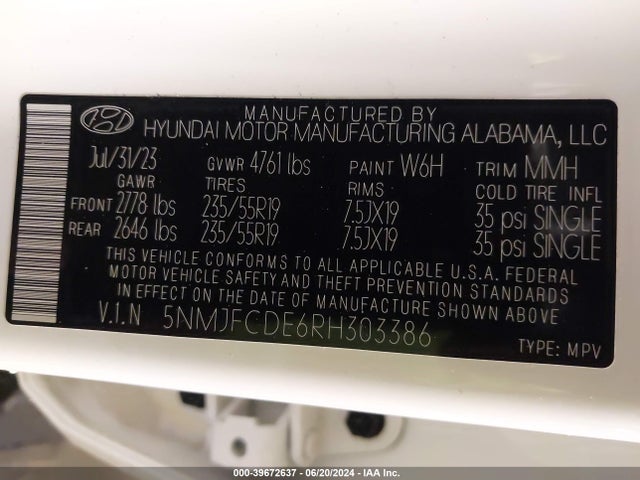Hyundai TUCSON SEL 2024 5NMJFCDE6RH303386 Image 9