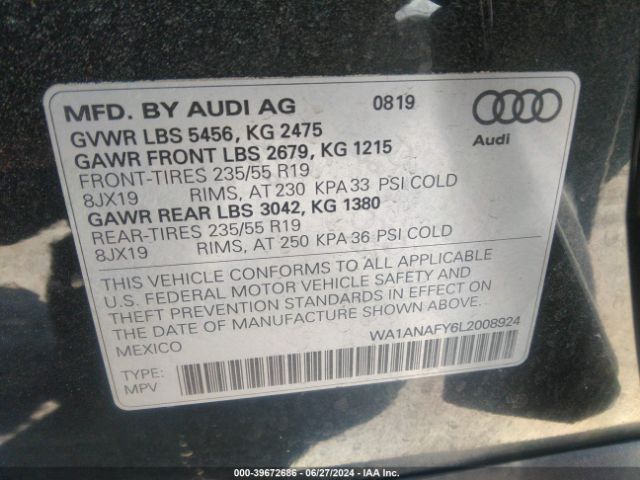 WA1ANAFY6L2008924 Audi Q5 Premium 45 Tfsi Quattro S Tronic