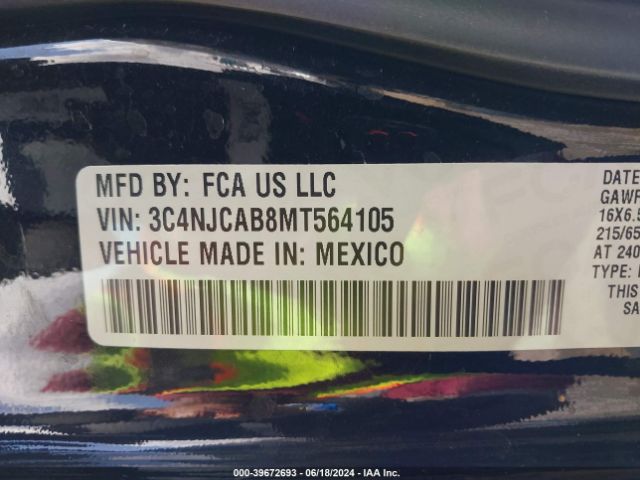 3C4NJCAB8MT564105 Jeep Compass Sport Fwd